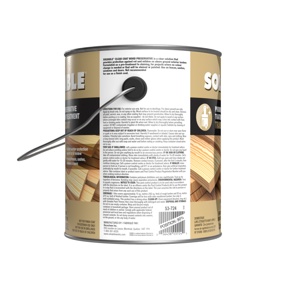 Clear Coat Wood Preservative Made in Canada Solvable